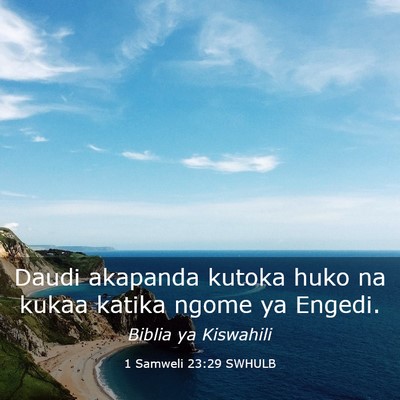 Picture 03 - 1 Samweli 23:29 SWHULB - Daudi akapanda kutoka huko na kukaa katika ngome - Bible Verse Picture