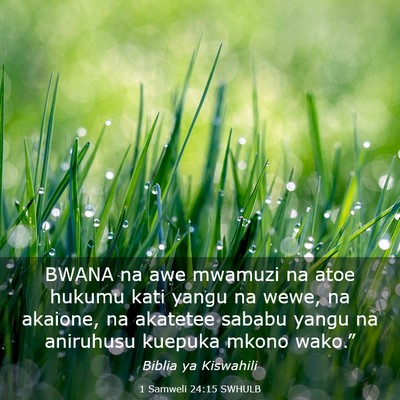 Picture 03 - 1 Samweli 24:15 SWHULB - BWANA na awe mwamuzi na atoe hukumu kati yangu na - Bible Verse Picture
