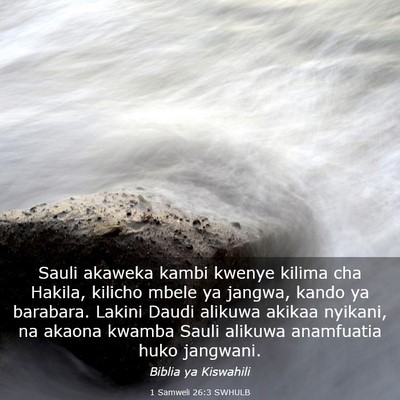 Picture 03 - 1 Samweli 26:3 SWHULB - Sauli akaweka kambi kwenye kilima cha Hakila, - Bible Verse Picture