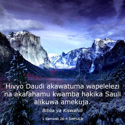 Picture 03 - 1 Samweli 26:4 SWHULB - Hivyo Daudi akawatuma wapelelezi na akafahamu - Bible Verse Picture