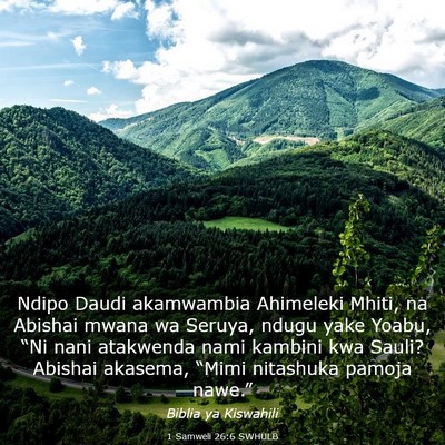 Picture 03 - 1 Samweli 26:6 SWHULB - Ndipo Daudi akamwambia Ahimeleki Mhiti, na - Bible Verse Picture
