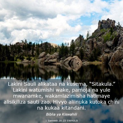 Picture 03 - 1 Samweli 28:23 SWHULB - Lakini Sauli alikataa na kusema, “Sitakula.” - Bible Verse Picture