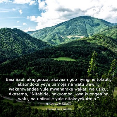 Picture 03 - 1 Samweli 28:8 SWHULB - Basi Sauli akajigeuza, akavaa nguo nyingine - Bible Verse Picture