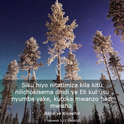 Picture 03 - 1 Samweli 3:12 SWHULB - Siku hiyo nitatimiza kila kitu nilichokisema - Bible Verse Picture