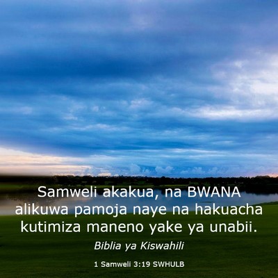 Picture 03 - 1 Samweli 3:19 SWHULB - Samweli akakua, na BWANA alikuwa pamoja naye na - Bible Verse Picture