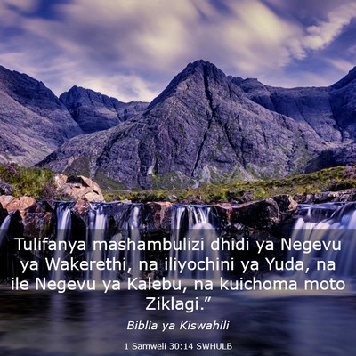 Picture 03 - 1 Samweli 30:14 SWHULB - Tulifanya mashambulizi dhidi ya Negevu ya - Bible Verse Picture