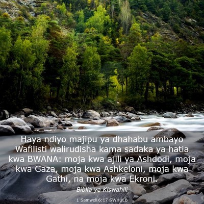 Picture 03 - 1 Samweli 6:17 SWHULB - Haya ndiyo majipu ya dhahabu ambayo Wafilisti - Bible Verse Picture