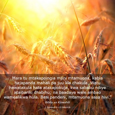Picture 03 - 1 Samweli 9:13 SWHULB - Mara tu mtakapoingia mjini mtamuona, kabla - Bible Verse Picture