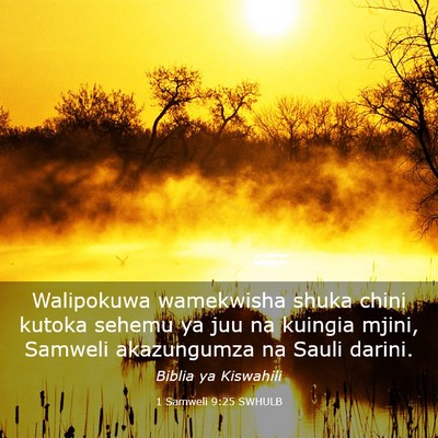 Picture 03 - 1 Samweli 9:25 SWHULB - Walipokuwa wamekwisha shuka chini kutoka sehemu - Bible Verse Picture