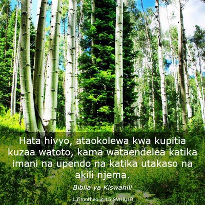 Picture 03 - 1 Timotheo 2:15 SWHULB - Hata hivyo, ataokolewa kwa kupitia kuzaa watoto, - Bible Verse Picture