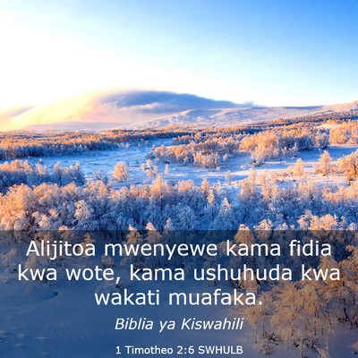 Picture 03 - 1 Timotheo 2:6 SWHULB - Alijitoa mwenyewe kama fidia kwa wote, kama - Bible Verse Picture