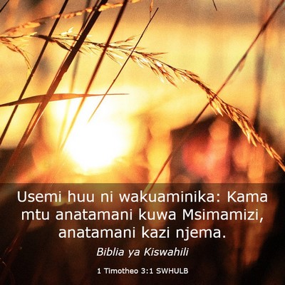 Picture 03 - 1 Timotheo 3:1 SWHULB - Usemi huu ni wakuaminika: Kama mtu anatamani kuwa - Bible Verse Picture