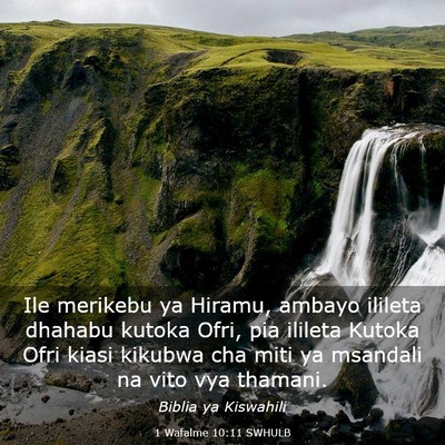 Picture 03 - 1 Wafalme 10:11 SWHULB - Ile merikebu ya Hiramu, ambayo ilileta dhahabu - Bible Verse Picture