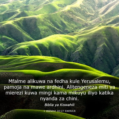 Picture 03 - 1 Wafalme 10:27 SWHULB - Mfalme alikuwa na fedha kule Yerusalemu, pamoja - Bible Verse Picture