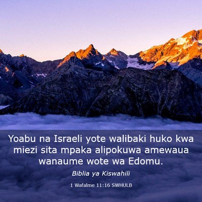 Picture 03 - 1 Wafalme 11:16 SWHULB - Yoabu na Israeli yote walibaki huko kwa miezi - Bible Verse Picture