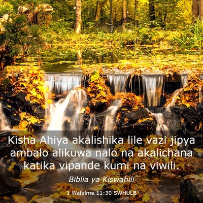 Picture 03 - 1 Wafalme 11:30 SWHULB - Kisha Ahiya akalishika lile vazi jipya ambalo - Bible Verse Picture