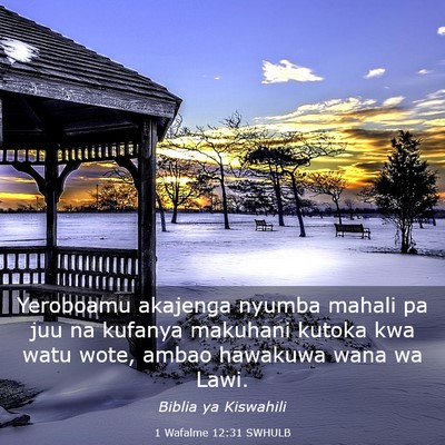Picture 03 - 1 Wafalme 12:31 SWHULB - Yeroboamu akajenga nyumba mahali pa juu na - Bible Verse Picture