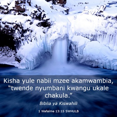 Picture 03 - 1 Wafalme 13:15 SWHULB - Kisha yule nabii mzee akamwambia, “twende - Bible Verse Picture
