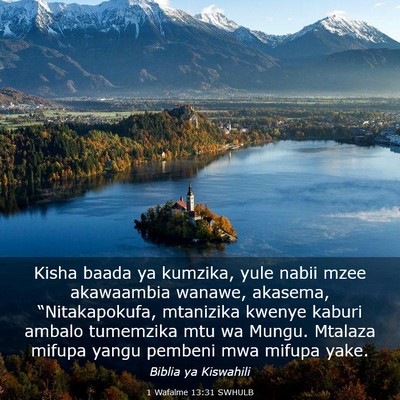 Picture 03 - 1 Wafalme 13:31 SWHULB - Kisha baada ya kumzika, yule nabii mzee - Bible Verse Picture