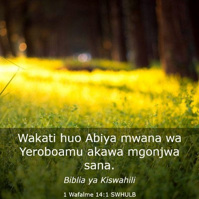 Picture 03 - 1 Wafalme 14:1 SWHULB - Wakati huo Abiya mwana wa Yeroboamu akawa mgonjwa - Bible Verse Picture