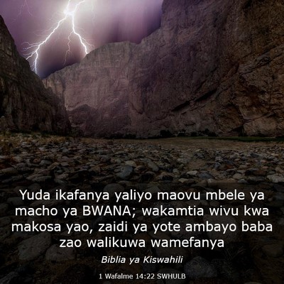 Picture 03 - 1 Wafalme 14:22 SWHULB - Yuda ikafanya yaliyo maovu mbele ya macho ya - Bible Verse Picture