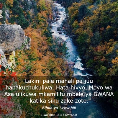Picture 03 - 1 Wafalme 15:14 SWHULB - Lakini pale mahali pa juu hapakuchukuliwa. Hata - Bible Verse Picture