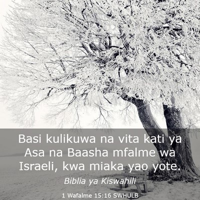 Picture 03 - 1 Wafalme 15:16 SWHULB - Basi kulikuwa na vita kati ya Asa na Baasha - Bible Verse Picture
