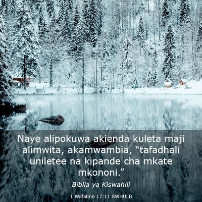 Picture 03 - 1 Wafalme 17:11 SWHULB - Naye alipokuwa akienda kuleta maji alimwita, - Bible Verse Picture