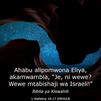 Picture 03 - 1 Wafalme 18:17 SWHULB - Ahabu alipomwona Eliya, akamwambia, “Je, ni - Bible Verse Picture