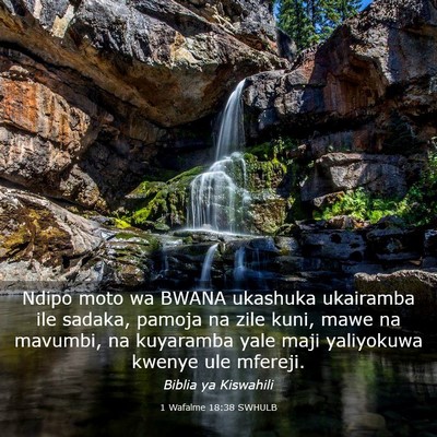 Picture 03 - 1 Wafalme 18:38 SWHULB - Ndipo moto wa BWANA ukashuka ukairamba ile - Bible Verse Picture