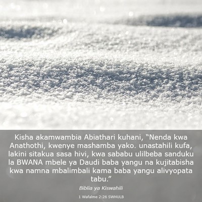 Picture 03 - 1 Wafalme 2:26 SWHULB - Kisha akamwambia Abiathari kuhani, “Nenda kwa - Bible Verse Picture