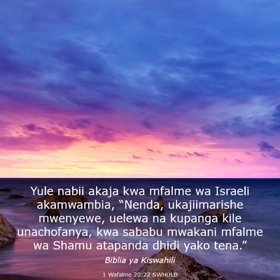 Picture 03 - 1 Wafalme 20:22 SWHULB - Yule nabii akaja kwa mfalme wa Israeli - Bible Verse Picture