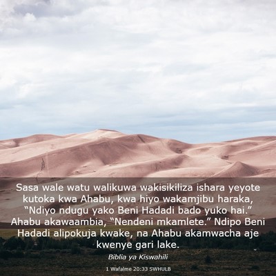 Picture 03 - 1 Wafalme 20:33 SWHULB - Sasa wale watu walikuwa wakisikiliza ishara - Bible Verse Picture