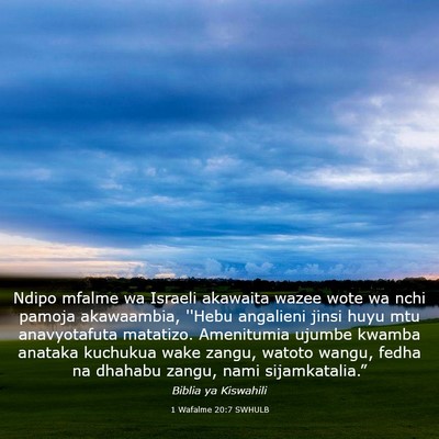 Picture 03 - 1 Wafalme 20:7 SWHULB - Ndipo mfalme wa Israeli akawaita wazee wote wa - Bible Verse Picture