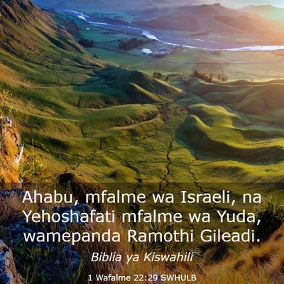 Picture 03 - 1 Wafalme 22:29 SWHULB - Ahabu, mfalme wa Israeli, na Yehoshafati mfalme - Bible Verse Picture