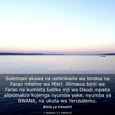 Picture 03 - 1 Wafalme 3:1 SWHULB - Sulemani akawa na ushirikiano wa kindoa na Farao - Bible Verse Picture