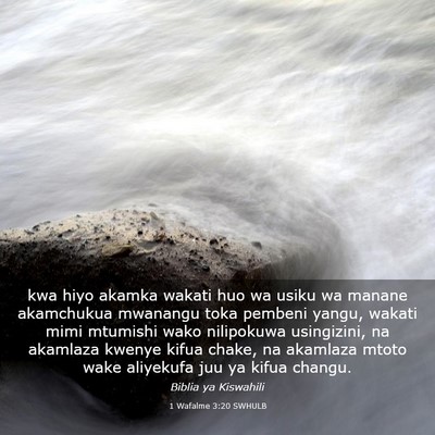 Picture 03 - 1 Wafalme 3:20 SWHULB - kwa hiyo akamka wakati huo wa usiku wa manane - Bible Verse Picture