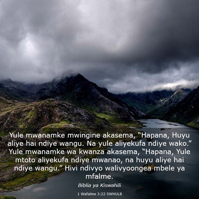 Picture 03 - 1 Wafalme 3:22 SWHULB - Yule mwanamke mwingine akasema, “Hapana, Huyu - Bible Verse Picture
