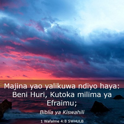 Picture 03 - 1 Wafalme 4:8 SWHULB - Majina yao yalikuwa ndiyo haya: Beni Huri, Kutoka - Bible Verse Picture