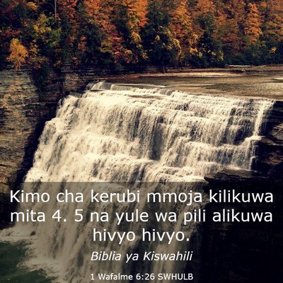Picture 03 - 1 Wafalme 6:26 SWHULB - Kimo cha kerubi mmoja kilikuwa mita 4. 5 na yule - Bible Verse Picture