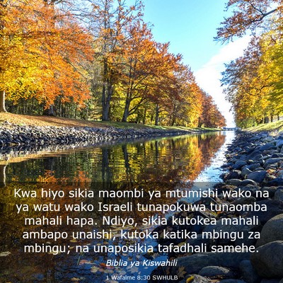 Picture 03 - 1 Wafalme 8:30 SWHULB - Kwa hiyo sikia maombi ya mtumishi wako na ya watu - Bible Verse Picture