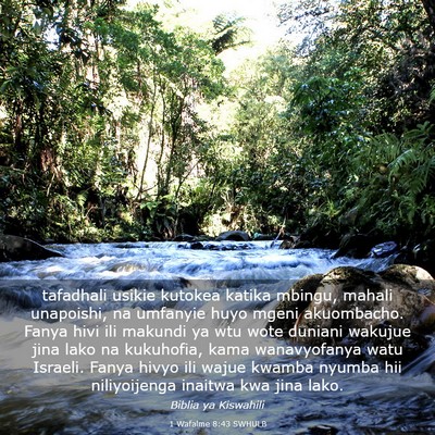 Picture 03 - 1 Wafalme 8:43 SWHULB - tafadhali usikie kutokea katika mbingu, mahali - Bible Verse Picture