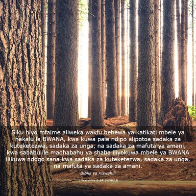 Picture 03 - 1 Wafalme 8:64 SWHULB - Siku hiyo mfalme aliweka wakfu behewa ya katikati - Bible Verse Picture