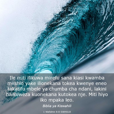Picture 03 - 1 Wafalme 8:8 SWHULB - Ile miti ilikuwa mirefu sana kiasi kwamba miishio - Bible Verse Picture
