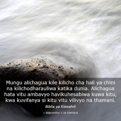 Picture 03 - 1 Wakorintho 1:28 SWHULB - Mungu alichagua kile kilicho cha hali ya chini na - Bible Verse Picture