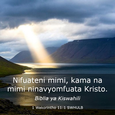 Picture 03 - 1 Wakorintho 11:1 SWHULB - Nifuateni mimi, kama na mimi ninavyomfuata - Bible Verse Picture