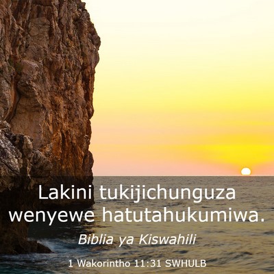 Picture 03 - 1 Wakorintho 11:31 SWHULB - Lakini tukijichunguza wenyewe - Bible Verse Picture