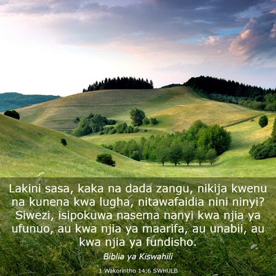 Picture 03 - 1 Wakorintho 14:6 SWHULB - Lakini sasa, kaka na dada zangu, nikija kwenu na - Bible Verse Picture