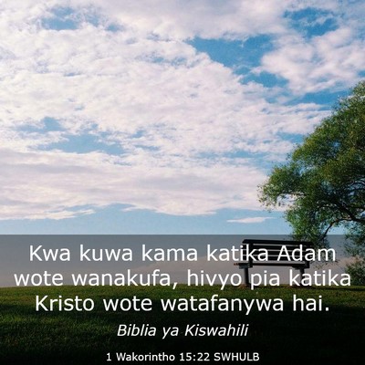 Picture 03 - 1 Wakorintho 15:22 SWHULB - Kwa kuwa kama katika Adam wote wanakufa, hivyo - Bible Verse Picture