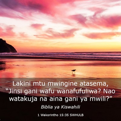 Picture 03 - 1 Wakorintho 15:35 SWHULB - Lakini mtu mwingine atasema, “Jinsi gani wafu - Bible Verse Picture